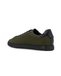 olivgrüne bedruckte Leder niedrige Sneakers von DSQUARED2