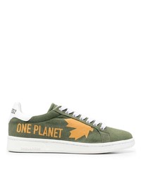 olivgrüne bedruckte Segeltuch niedrige Sneakers von DSQUARED2