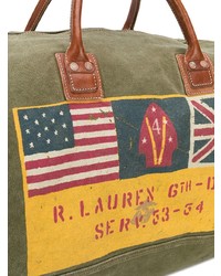 olivgrüne bedruckte Segeltuch Sporttasche von Polo Ralph Lauren