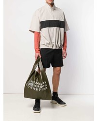 olivgrüne bedruckte Shopper Tasche aus Leder von Maison Margiela