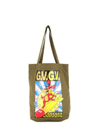 olivgrüne bedruckte Shopper Tasche aus Segeltuch von G.V.G.V.