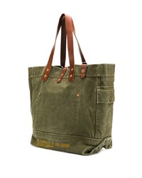olivgrüne bedruckte Shopper Tasche aus Segeltuch von Polo Ralph Lauren