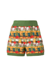 olivgrüne bedruckte Shorts