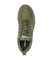 olivgrüne bedruckte Wildleder niedrige Sneakers von DSQUARED2