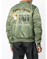 olivgrüne bestickte Bomberjacke von Alpha Industries