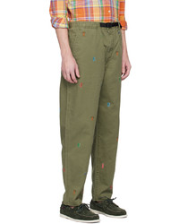 olivgrüne bestickte Chinohose von Polo Ralph Lauren