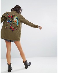 olivgrüne bestickte Jacke von Glamorous