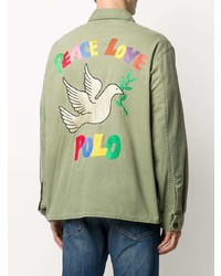 olivgrüne bestickte Shirtjacke von Polo Ralph Lauren
