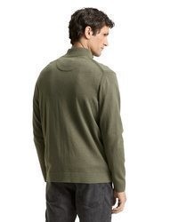 olivgrüne bestickte Strickjacke von Tom Tailor