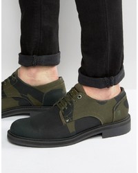 olivgrüne Camouflage Derby Schuhe