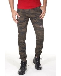 olivgrüne Camouflage enge Jeans von EX-PENT