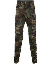 olivgrüne Camouflage enge Jeans von R13