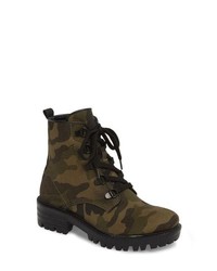 olivgrüne Camouflage flache Stiefel mit einer Schnürung aus Wildleder