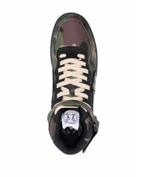 olivgrüne Camouflage hohe Sneakers aus Leder von Enterprise Japan