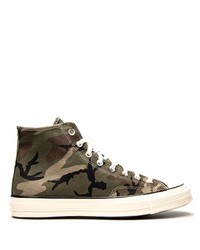 olivgrüne Camouflage hohe Sneakers aus Segeltuch von Converse