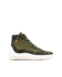 olivgrüne Camouflage hohe Sneakers aus Segeltuch von Filling Pieces