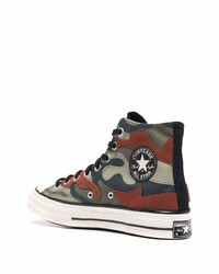 olivgrüne Camouflage hohe Sneakers von Converse