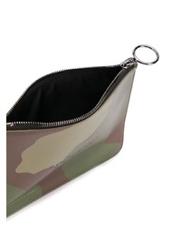 olivgrüne Camouflage Leder Clutch Handtasche von Off-White