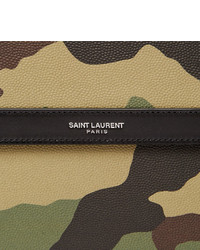 olivgrüne Camouflage Leder Clutch Handtasche von Saint Laurent
