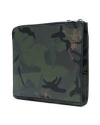 olivgrüne Camouflage Leder Clutch Handtasche von Alexander McQueen