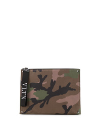 olivgrüne Camouflage Leder Clutch Handtasche von Valentino