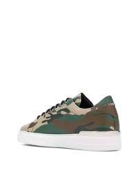 olivgrüne Camouflage Leder niedrige Sneakers von Philipp Plein