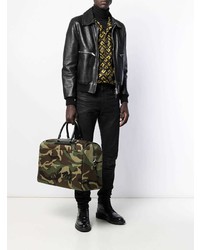 olivgrüne Camouflage Leder Reisetasche von Saint Laurent