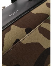 olivgrüne Camouflage Leder Reisetasche von Saint Laurent