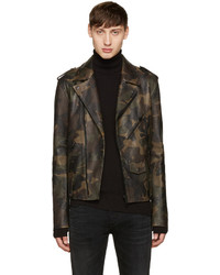 olivgrüne Camouflage Lederjacke