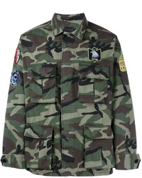 olivgrüne Camouflage Militärjacke von Saint Laurent