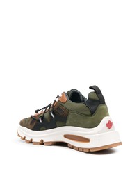 olivgrüne Camouflage niedrige Sneakers von DSQUARED2