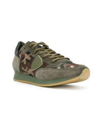 olivgrüne Camouflage niedrige Sneakers von Philippe Model