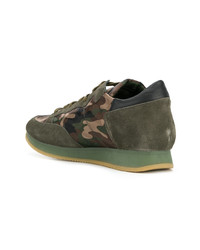 olivgrüne Camouflage niedrige Sneakers von Philippe Model