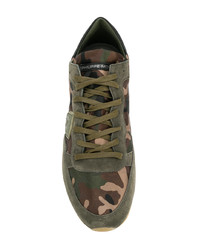 olivgrüne Camouflage niedrige Sneakers von Philippe Model