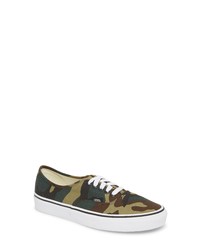 olivgrüne Camouflage Segeltuch niedrige Sneakers