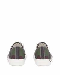 olivgrüne Camouflage Segeltuch niedrige Sneakers von Burberry