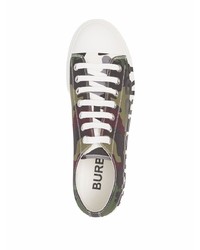 olivgrüne Camouflage Segeltuch niedrige Sneakers von Burberry