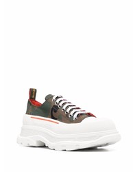 olivgrüne Camouflage Segeltuch niedrige Sneakers von Alexander McQueen