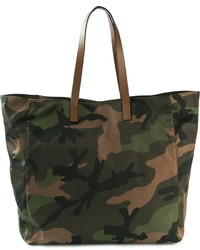 olivgrüne Camouflage Shopper Tasche aus Segeltuch