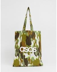 olivgrüne Camouflage Shopper Tasche aus Segeltuch von ASOS DESIGN