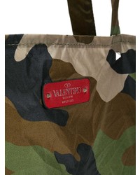 olivgrüne Camouflage Shopper Tasche aus Segeltuch von Valentino