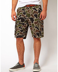 olivgrüne Camouflage Shorts von Addict