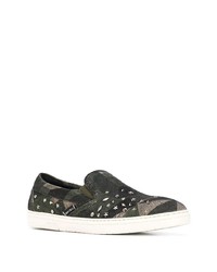 olivgrüne Camouflage Slip-On Sneakers aus Wildleder von Jimmy Choo