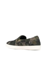 olivgrüne Camouflage Slip-On Sneakers aus Wildleder von Jimmy Choo