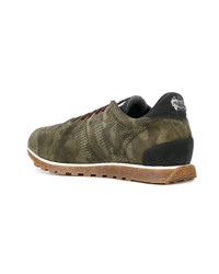 olivgrüne Camouflage Wildleder niedrige Sneakers von Alberto Fasciani