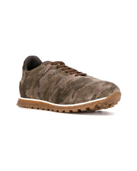 olivgrüne Camouflage Wildleder niedrige Sneakers von Alberto Fasciani