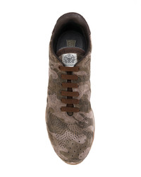 olivgrüne Camouflage Wildleder niedrige Sneakers von Alberto Fasciani