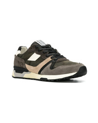 olivgrüne Camouflage Wildleder niedrige Sneakers von Crime London