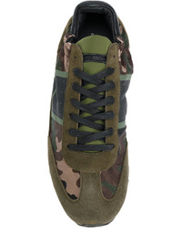 olivgrüne Camouflage Wildleder Turnschuhe von Philippe Model