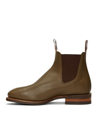 olivgrüne Chelsea Boots aus Leder von R.M. Williams